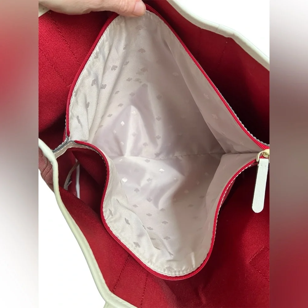 Kate Spade New York Ash Street Logo Tote in Asphalt Red, Triple Compartment - Picture 8 of 14